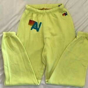 Aviator Nation Logo sweatpants in neon yellow